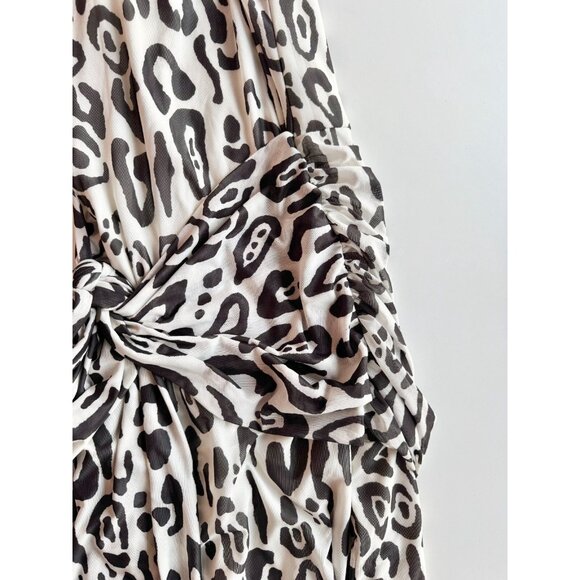 AFRM Rosalie Stark Leopard Mesh Strapless Gathered Maxi Dress, Size S - Picture 7 of 14